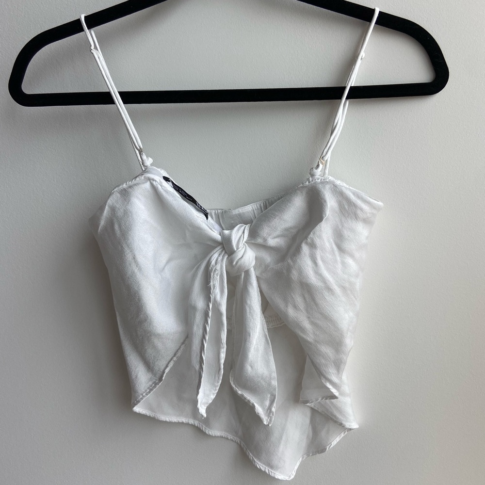 Zara white silk bandana top